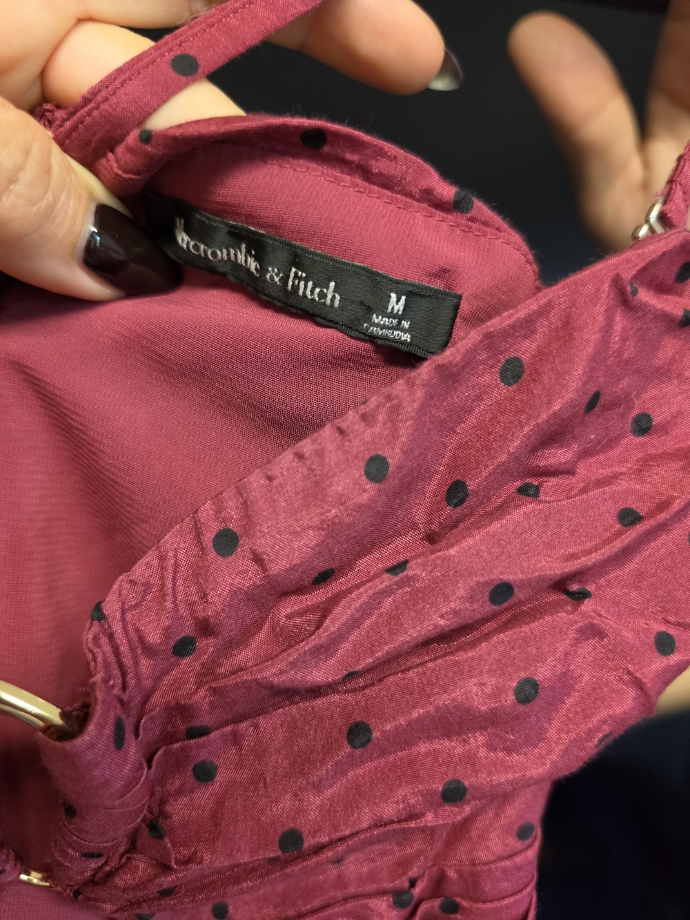 Abercrombie & Fitch Fuchsia Polka-Dot Spaghetti-Strap Midi Dress - Picture 3 of 3